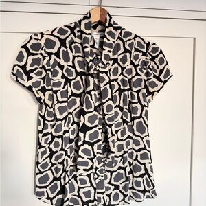 Diane von Furstenberg Black and White Blouse with Tie